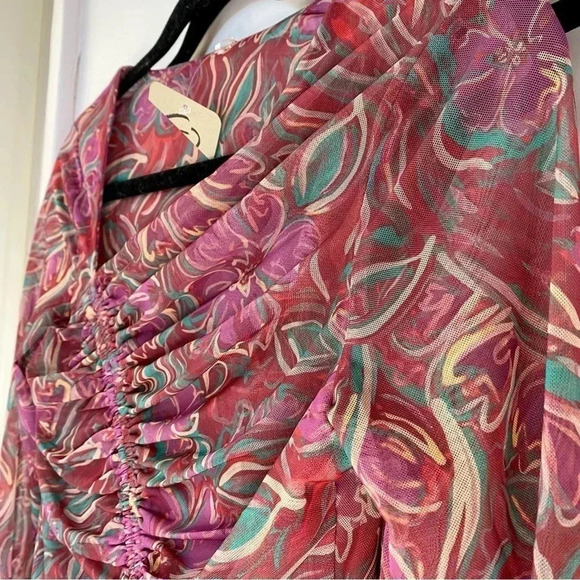 New Free People Supernova Set Two Piece Skirt Crop Top Long Sleeve Purple Small - Picture 7 of 14